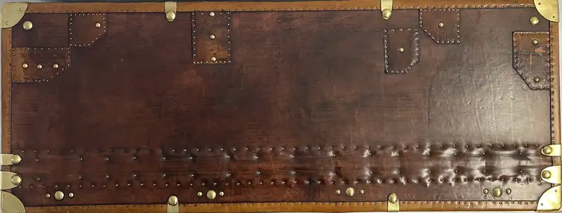Large Leather Travel Trunk Bearing the Royal Corps of Marines and George V Coat of Arms
