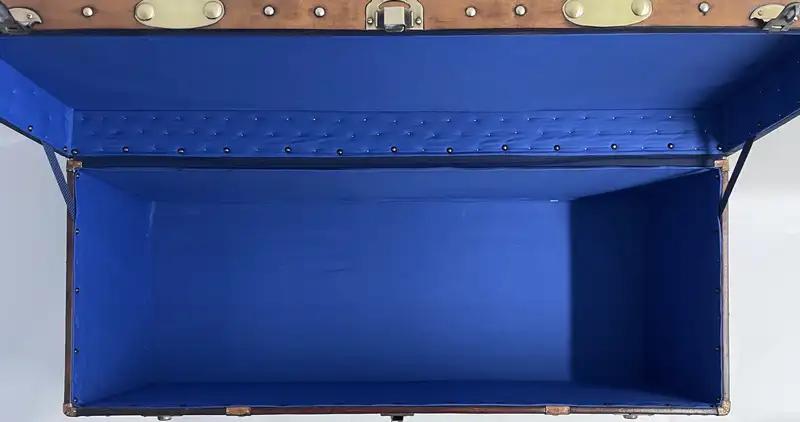 Large Leather Travel Trunk Bearing the Royal Corps of Marines and George V Coat of Arms