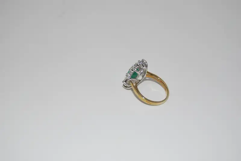 Emerald and Diamond Cluster Ring