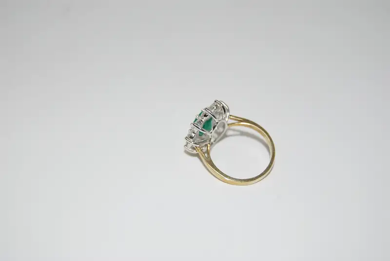 Emerald and Diamond Cluster Ring