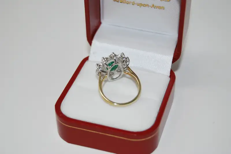 Emerald and Diamond Cluster Ring