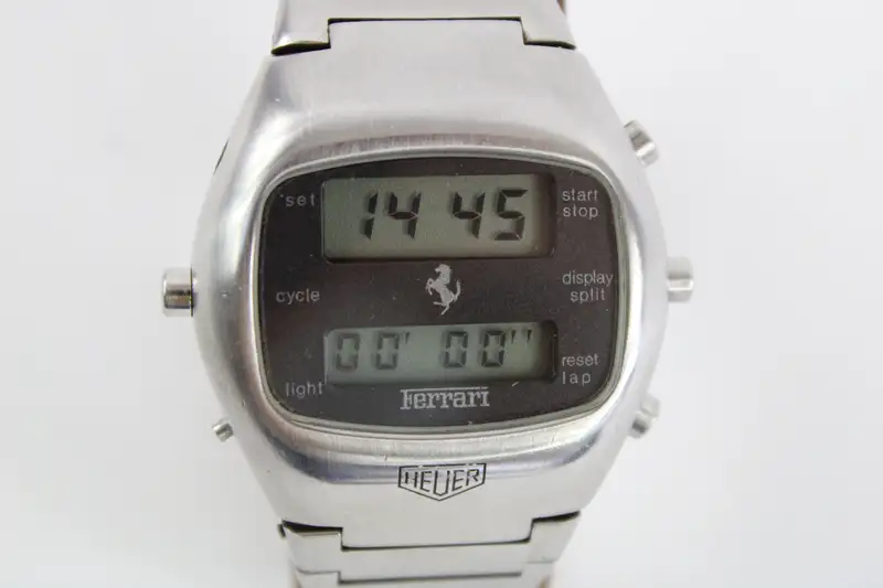 1977-78 Heuer Ferrari Chronosplit 102.703 Quartz LCD Watch 1-For Sale