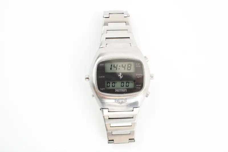 1977-78 Heuer Ferrari Chronosplit 102.703 Quartz LCD Watch 1-For Sale
