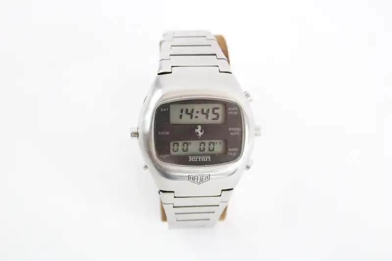 1977-78 Heuer Ferrari Chronosplit 102.703 Quartz LCD Watch 1-For Sale