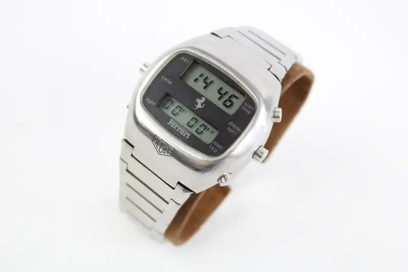 1977-78 Heuer Ferrari Chronosplit 102.703 Quartz LCD Watch 1-For Sale
