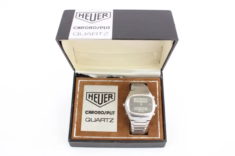 1977-78 Heuer Ferrari Chronosplit 102.703 Quartz LCD Watch 1-For Sale