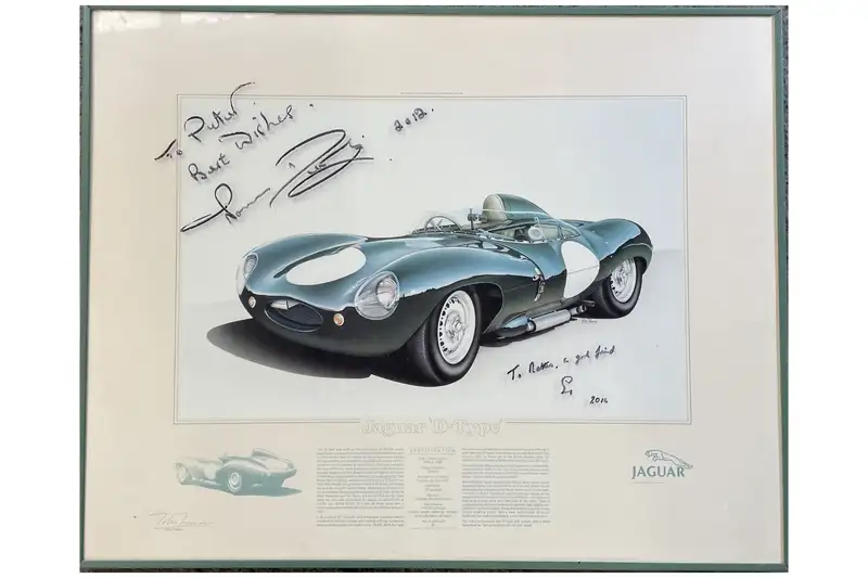 Jaguar Le Mans D-Type Hand-Signed by Stirling Moss and Norma-For Sale