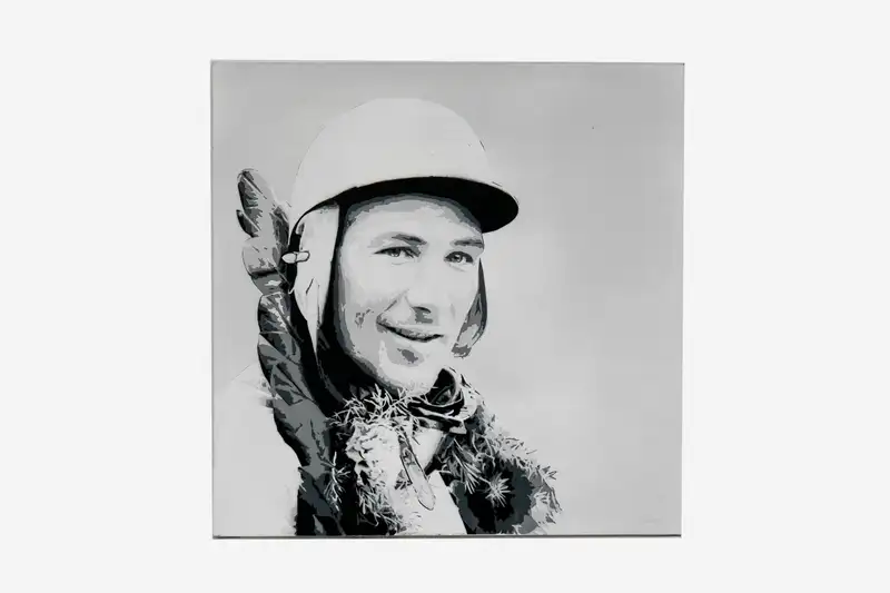 A Large Canvas Portrait of Sir Stirling Moss With Winning La-Sold