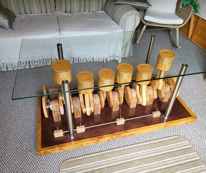 Hand-Crafted Replica Wooden Engine Coffee Table-Sold