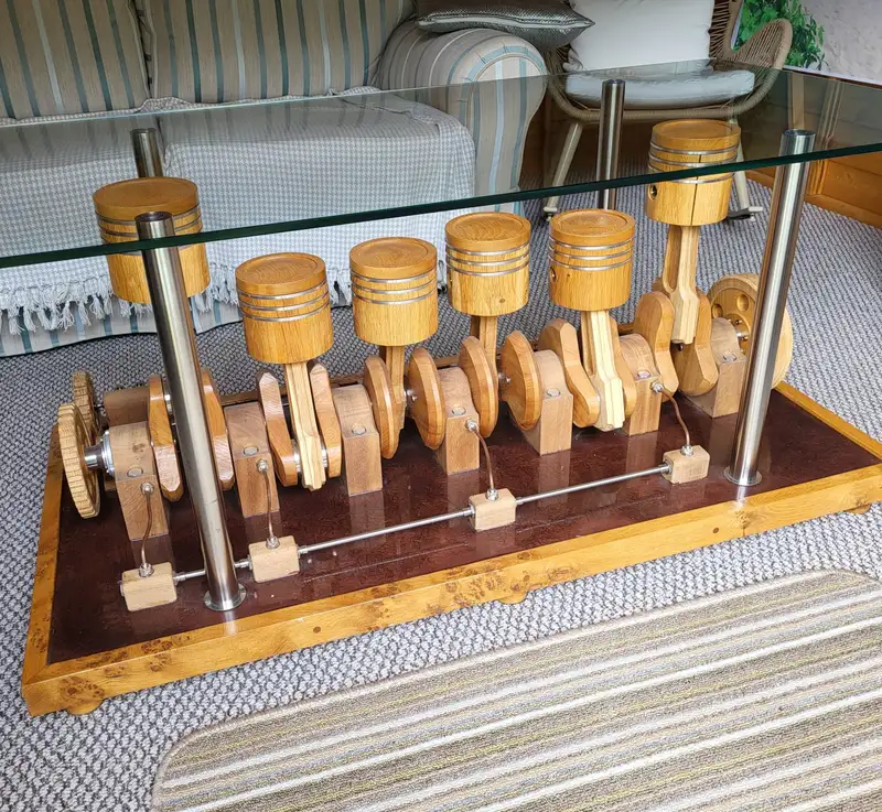 Hand-Crafted Replica Wooden Engine Coffee Table-Sold