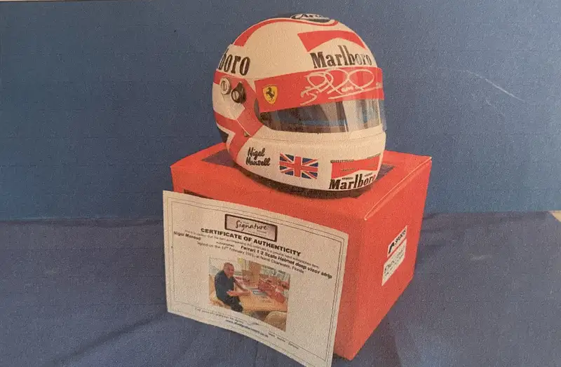 Nigel Mansell  1/2 scale Replica Helmet signed by Nigel-Sold