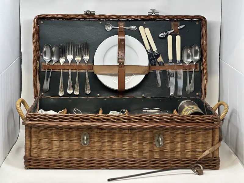 Edwardian Wicker Picnic Basket-Sold
