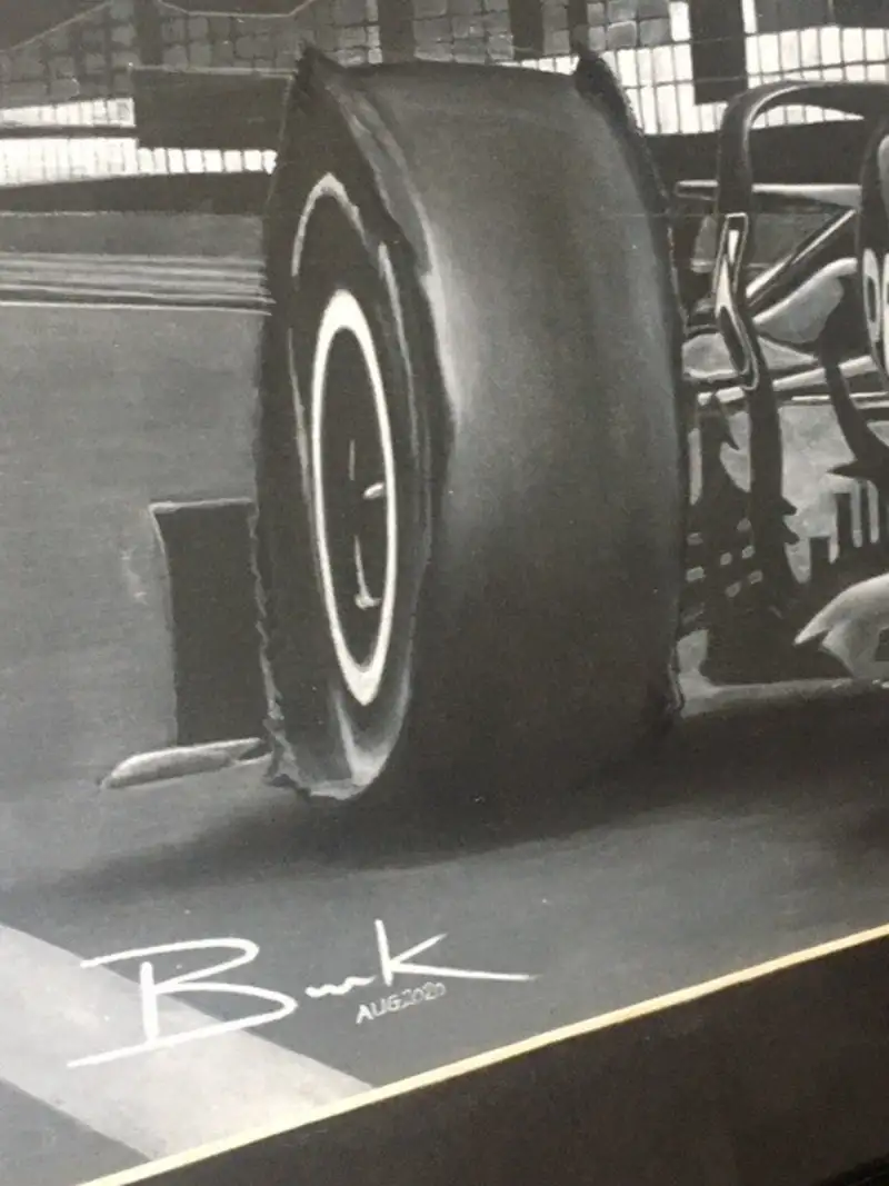 'Lewis Hamilton on the Home Straight' Original Artwork by Da-Sold