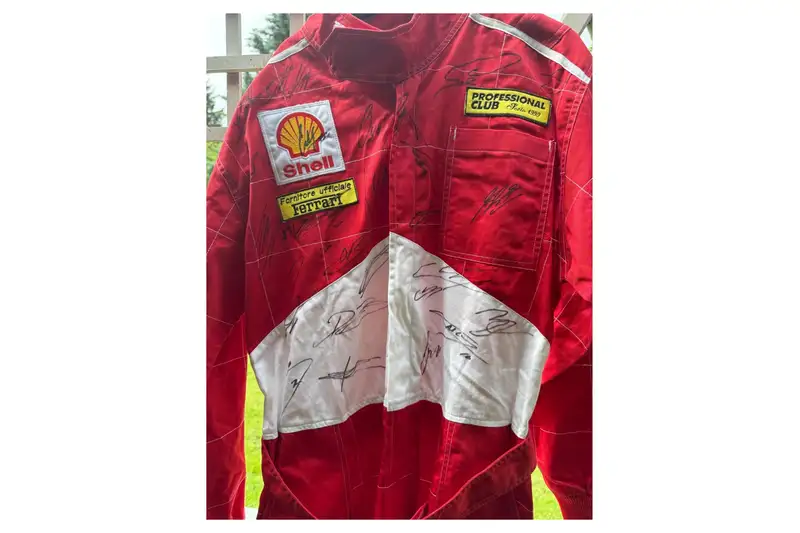 A Ferrari Mechanic's Pit Overalls Signed by all of the 2024 -For Sale