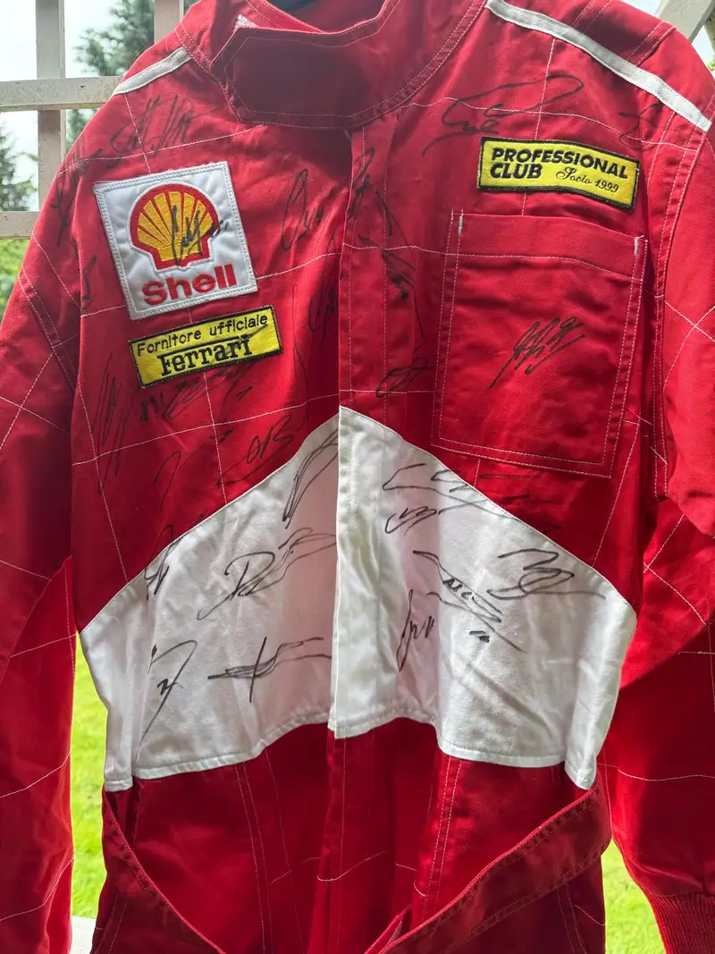 A Ferrari Mechanic's Pit Overalls Signed by all of the 2024 -For Sale