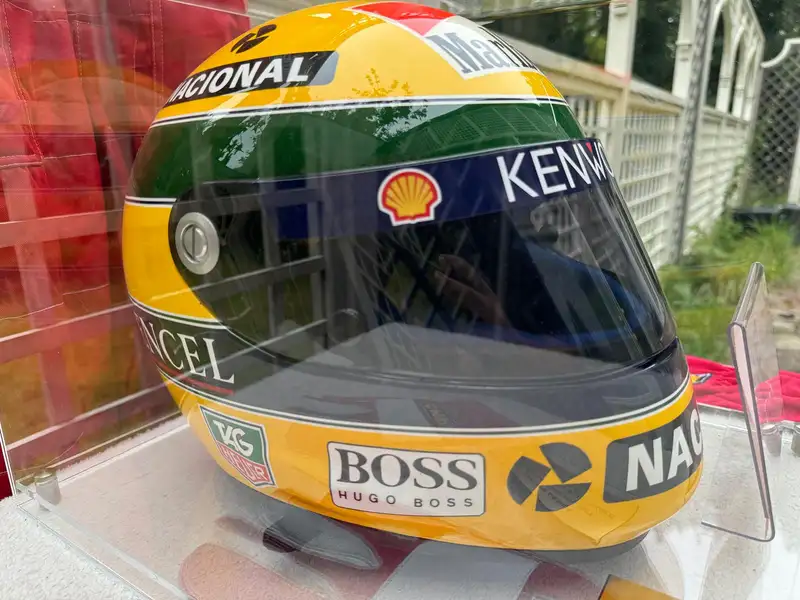 Ayrton Senna Replica Helmet, Gloves, Race Suit and His Signa-Sold