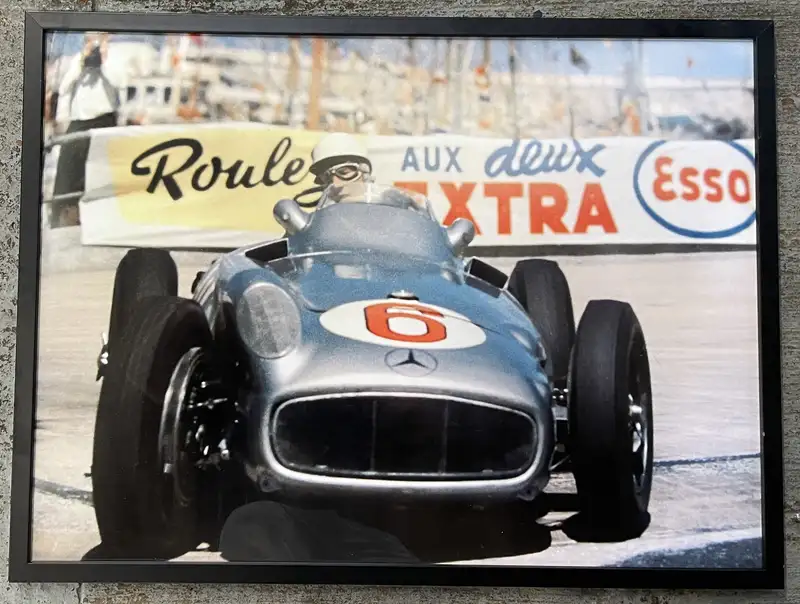 A Large Framed Image of Sir Stirling Moss at the Wheel of hi-For Sale