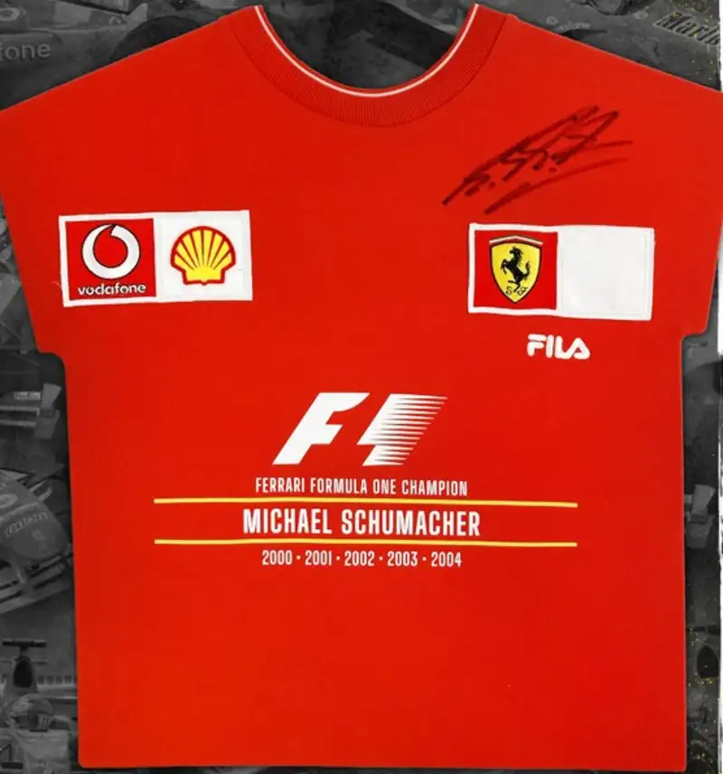 A Large Michael Schumacher-Signed and Framed Shirt Display -For Sale