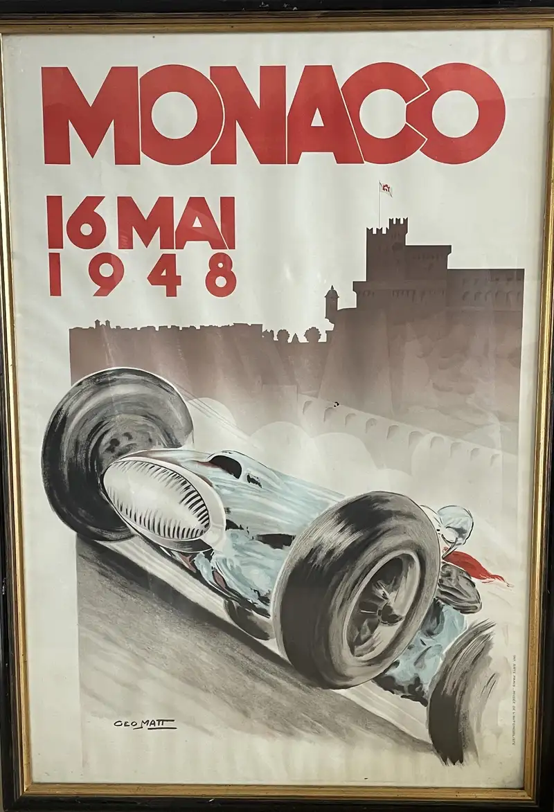 Six Substantial Monaco Grand Prix Framed and Glazed Reproduc-For Sale