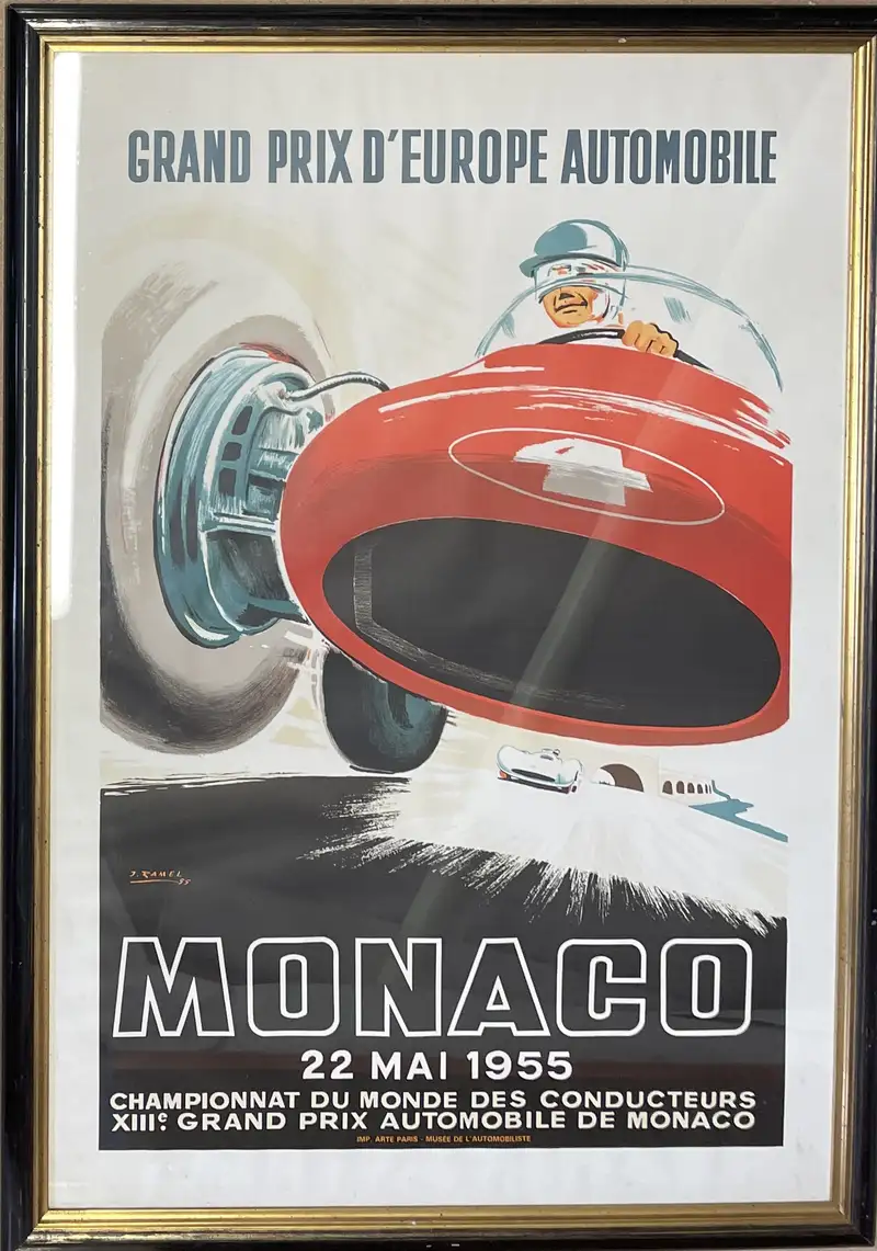 Six Substantial Monaco Grand Prix Framed and Glazed Reproduc-For Sale