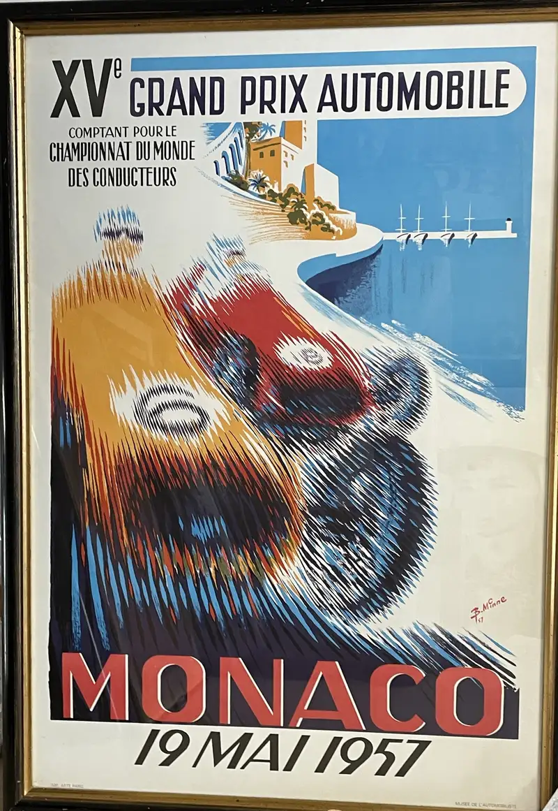 Six Substantial Monaco Grand Prix Framed and Glazed Reproduc-For Sale