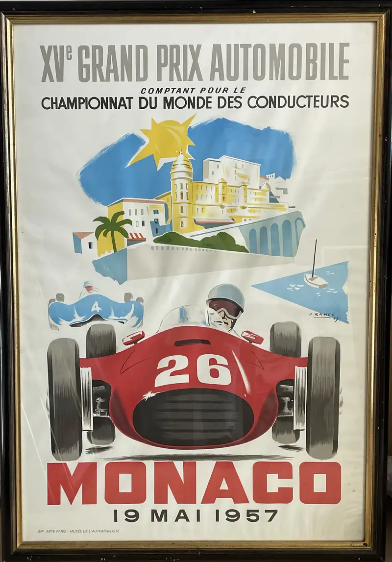 Six Substantial Monaco Grand Prix Framed and Glazed Reproduc-For Sale