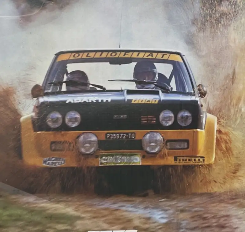 Large Framed and Glazed Fiat 131 Abarth Rally Car Poster-For Sale