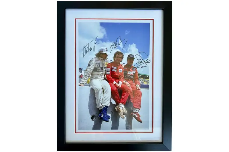 Three World Champions-Signed Photograph Estoril 1986-For Sale