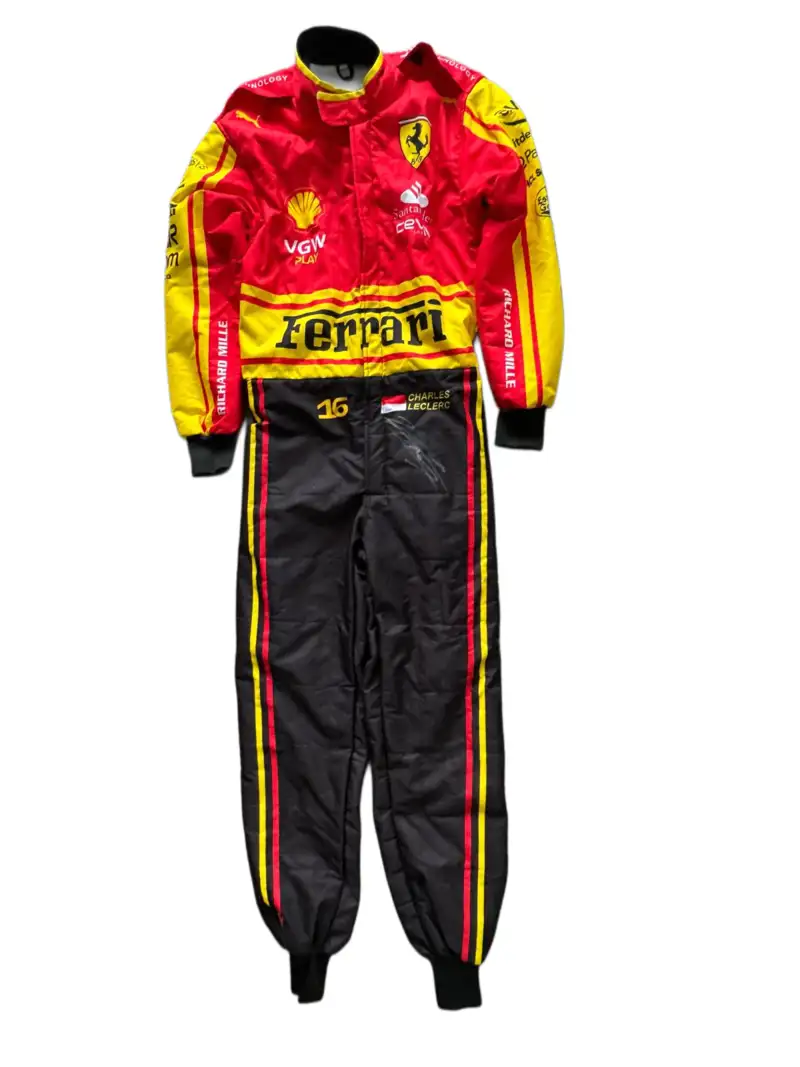 A Pair of Replica Ferrari Race Suits, Individually Signed by-Sold