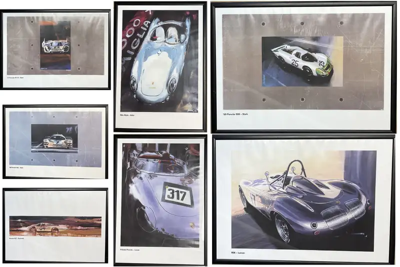 Assorted Porsche Framed Posters-For Sale