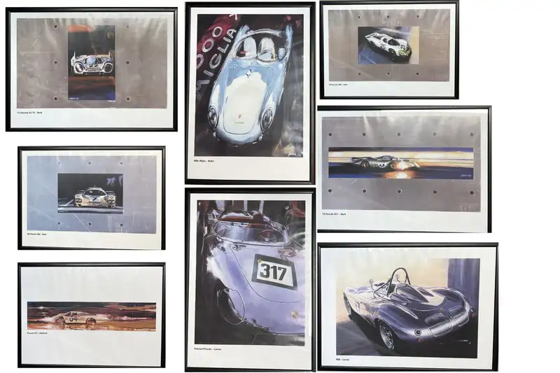 Assorted Porsche Framed Posters-For Sale