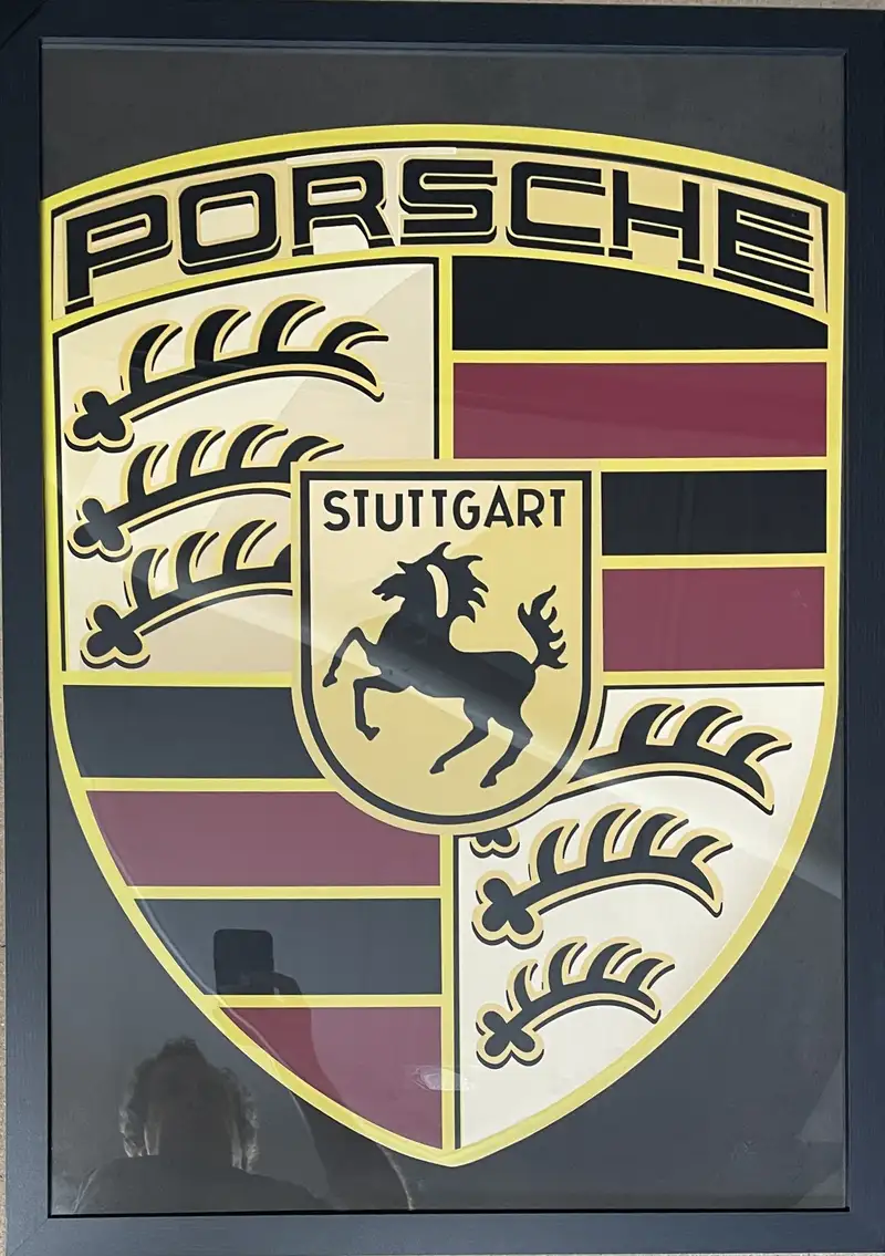 Large Framed 'Porsche' Shield-For Sale