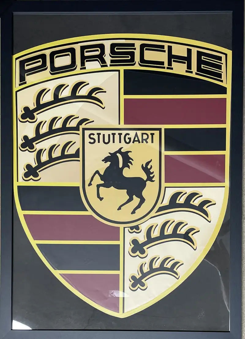 Large Framed 'Porsche' Shield-For Sale
