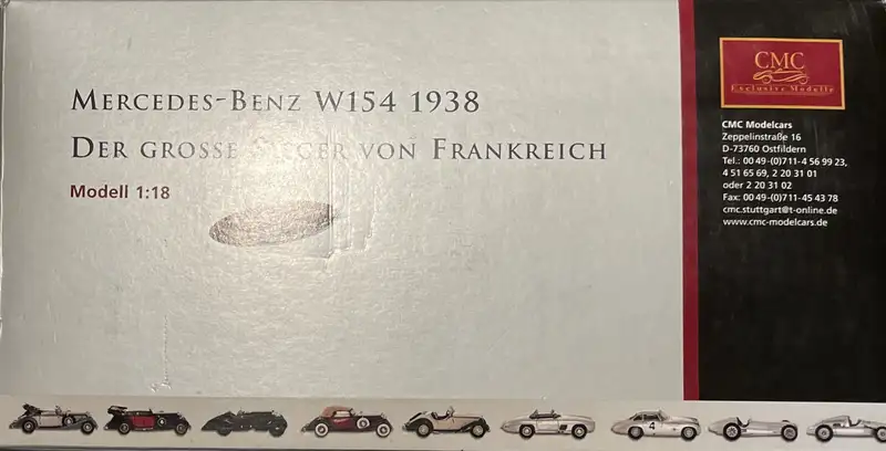 Highly Detailed CMC 1:18th Scale 1938 Mercedes Benz W154 #24-For Sale