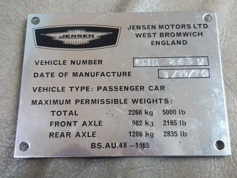 1974 Jensen Interceptor III - Just 9,145 Genuine Miles-Sold