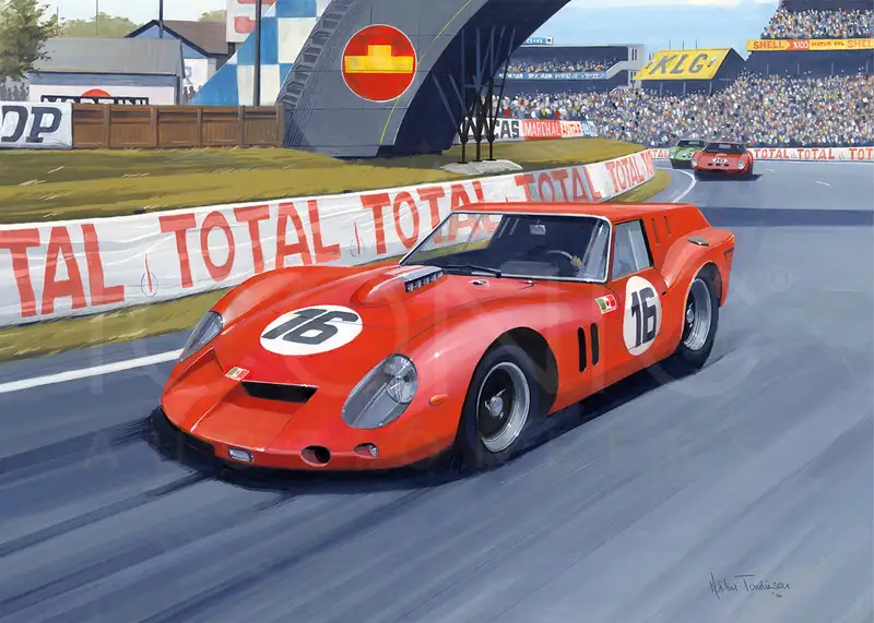 Bizzarini's Ferrari Breadvan at Le Mans 1962 by Martin Tomli-For Sale