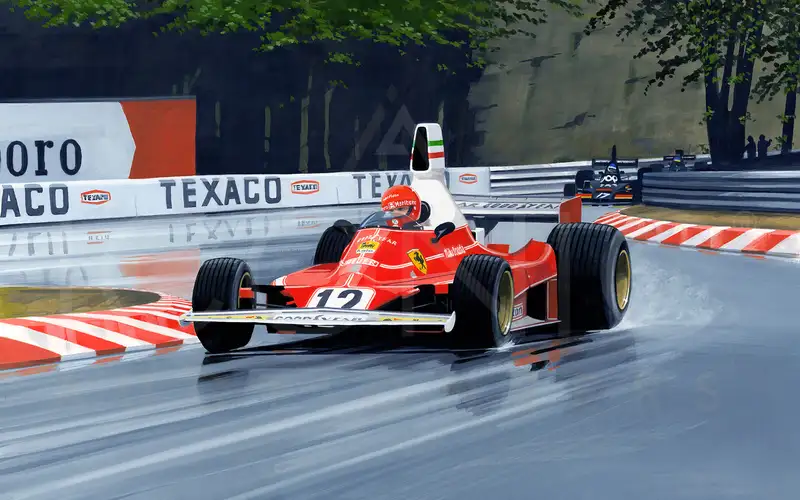 Niki Lauda's Ferrari 312T at Monaco in 1975 by Martin Tomlin-For Sale