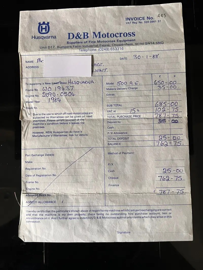 1984 Husqvarna 500 AE 488cc-Sold
