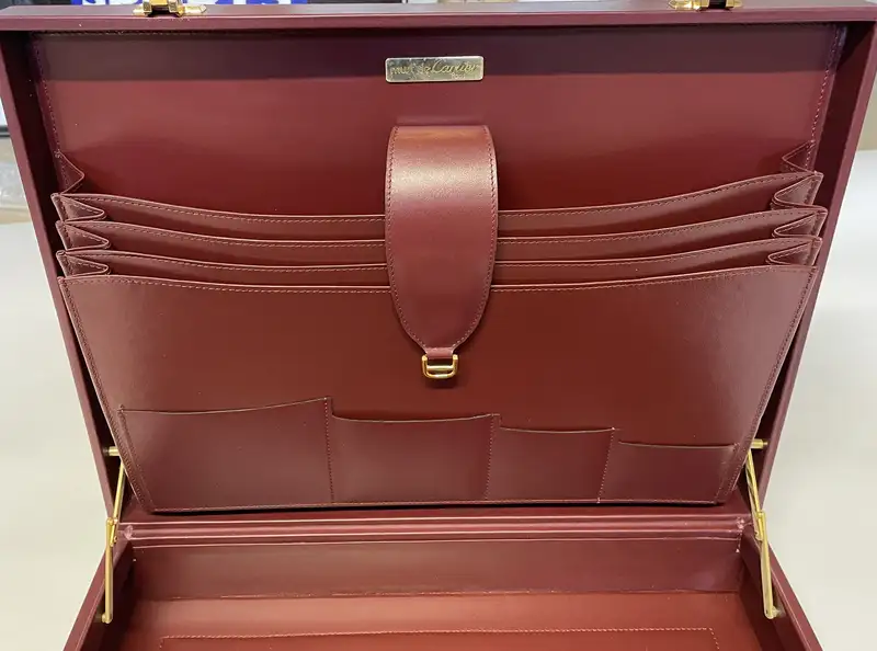 Cartier Burgundy Leather Briefcase, Unused and Presented in -For Sale