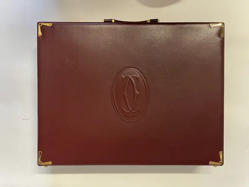 Cartier Burgundy Leather Briefcase, Unused and Presented in -For Sale