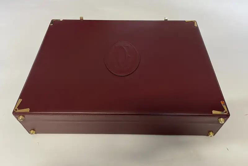 Cartier Burgundy Leather Briefcase, Unused and Presented in -For Sale