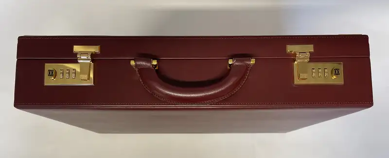 Cartier Burgundy Leather Briefcase, Unused and Presented in -For Sale