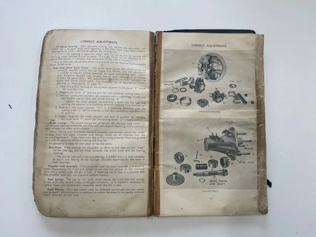 Jaguar SS100 2.5 & 3.5-Litre 1938-39 Instruction Book-For Sale