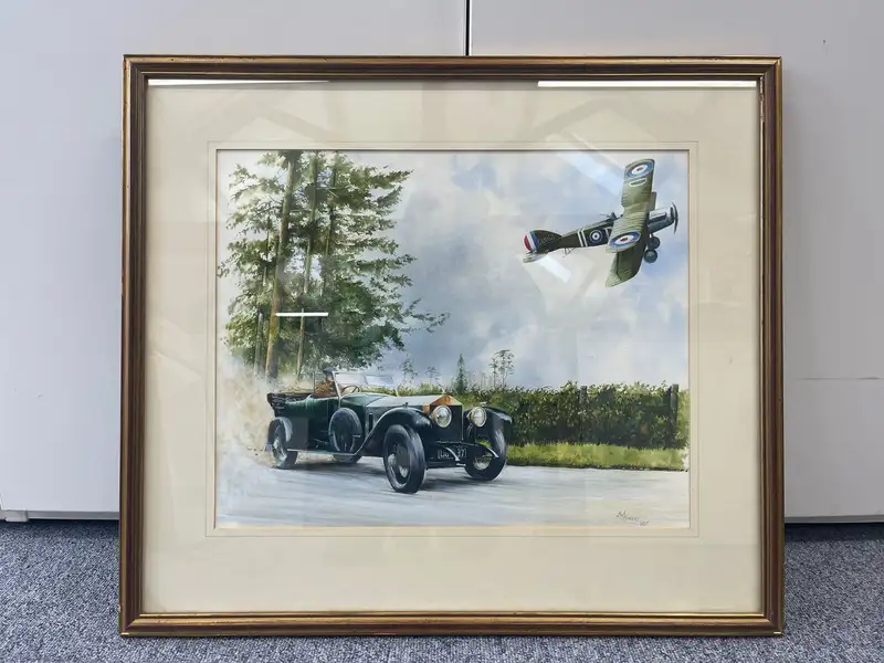 Original Bob Murray Painting - Bristol Flies Over Rolls-Royc-For Sale