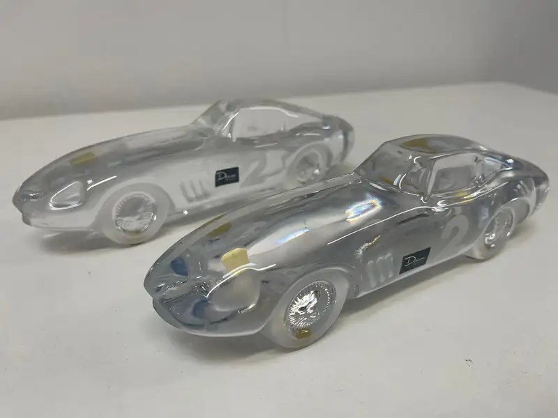 A pair of Daum 'Monza' Crystal 250GTO Paperweights-For Sale