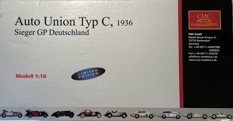 Auto Union Type C CMC M-073 1:18th Scale Sieger GP Deutschla-For Sale
