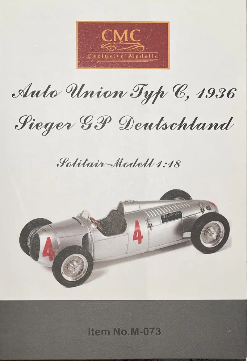 Auto Union Type C CMC M-073 1:18th Scale Sieger GP Deutschla-For Sale