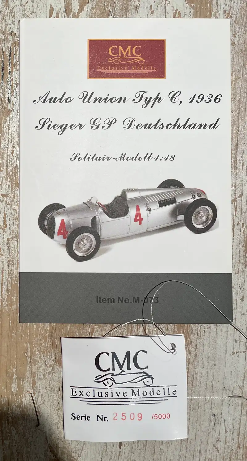 Auto Union Type C CMC M-073 1:18th Scale Sieger GP Deutschla-For Sale