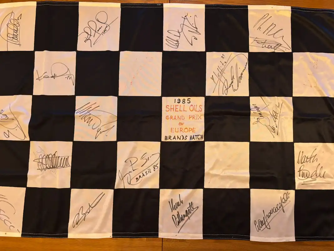 1985 European Grand Prix Multi-Signed Chequered Flag-For Sale