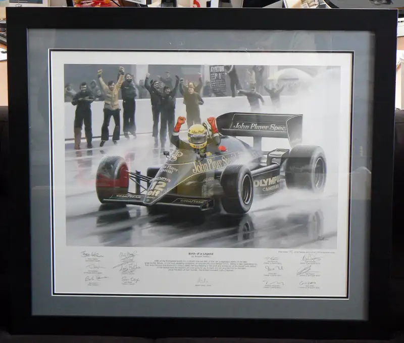 'Birth of a Legend' Ayrton Senna by Robert Tomlin. Team-Sign-For Sale